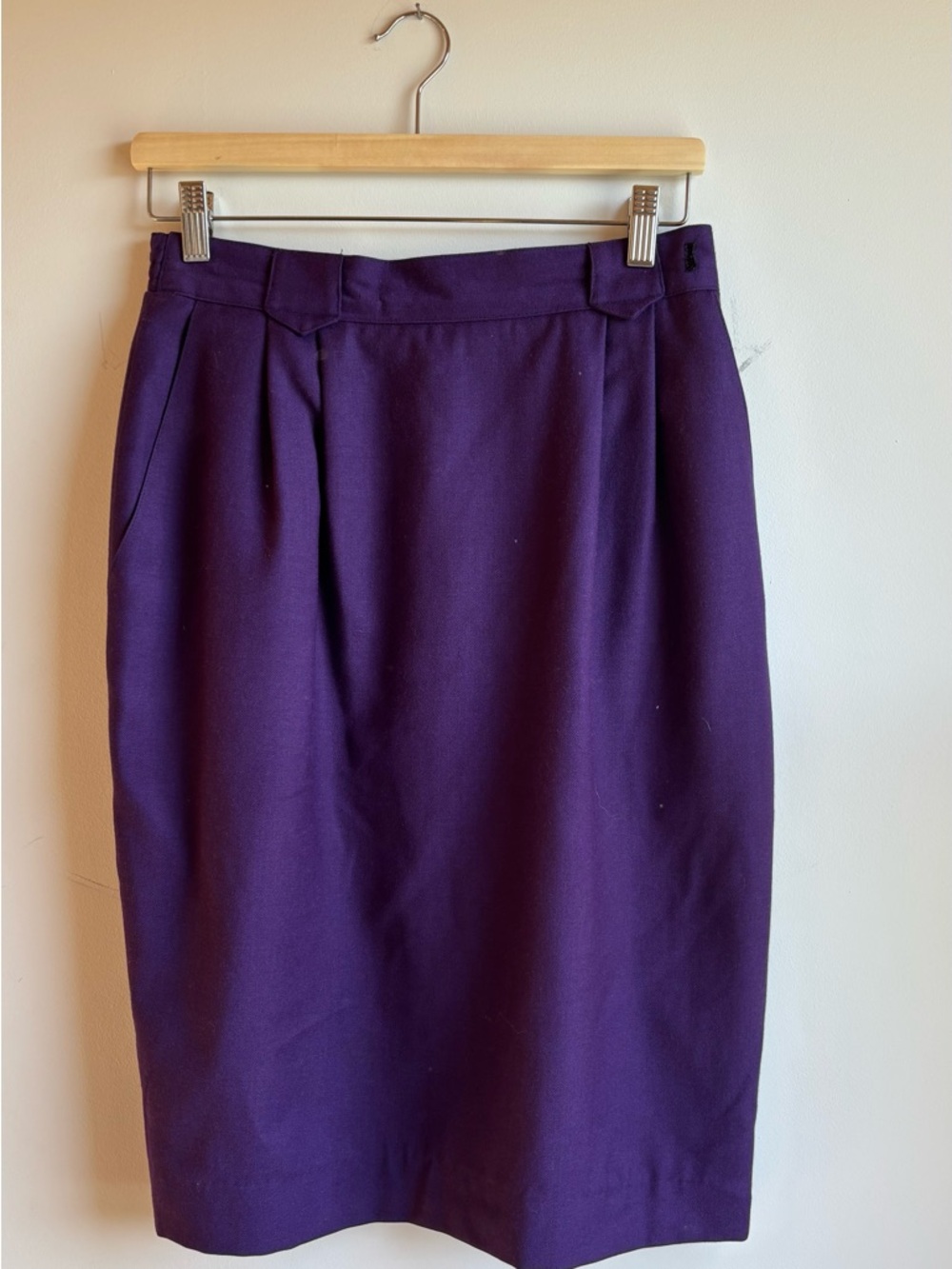 Purple Wool Pencil Skirt